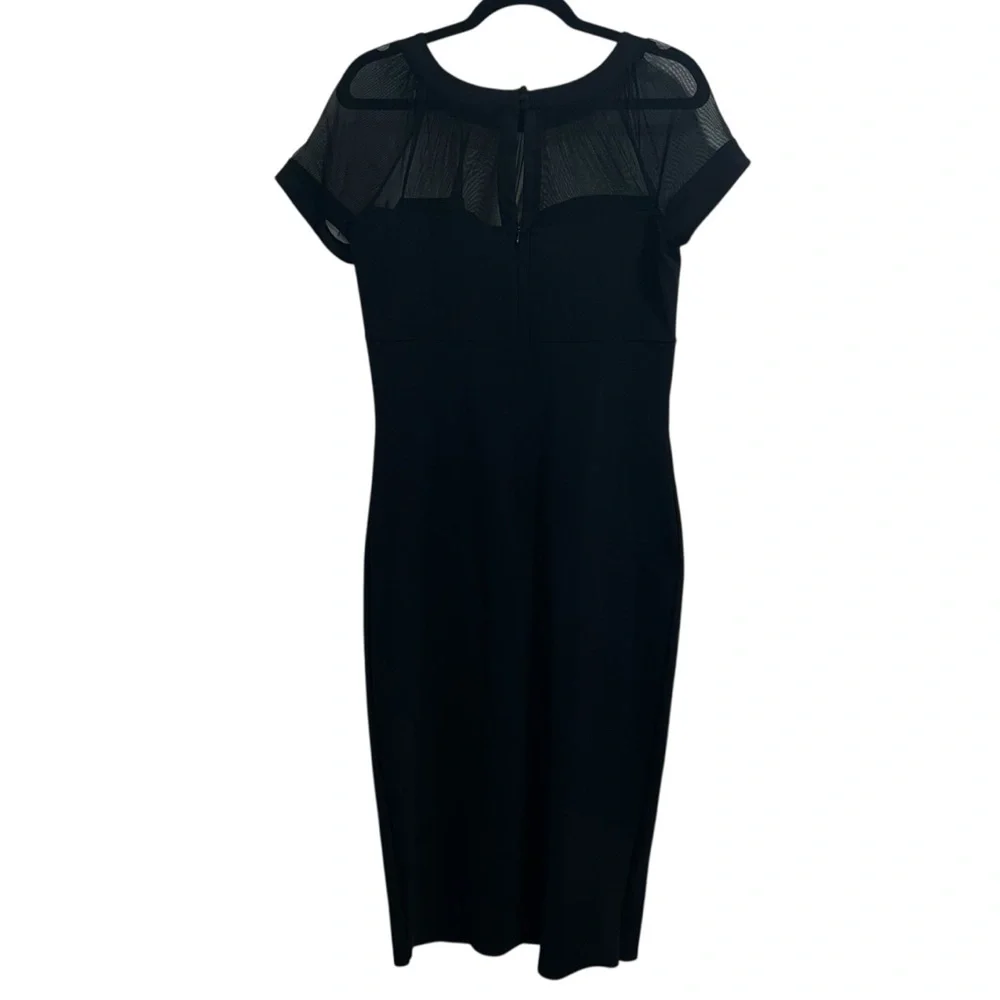 NEW NWT Chiara Boni La Petite Robe Floria Short Sleeve Illusion Midi Dress Black - Picture 6 of 11